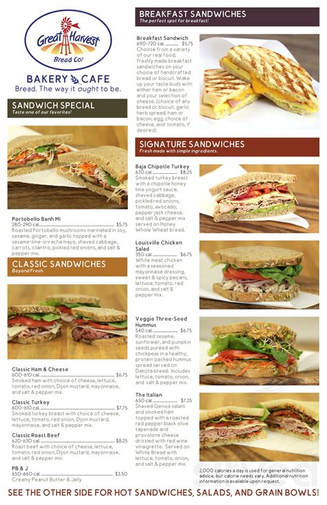 Menu - Lawrence KS's Great Harvest Bakery and Café | Sirved