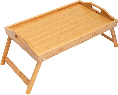 Portable Bamboo Bed Tray Table with Collapsible Legs, Dinner Holder ...