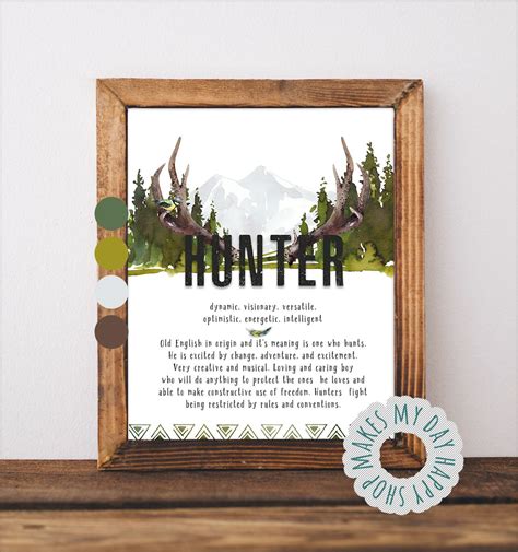 Hunter Name Meaning,custom Name Personalized Art Print With Meaning of ...