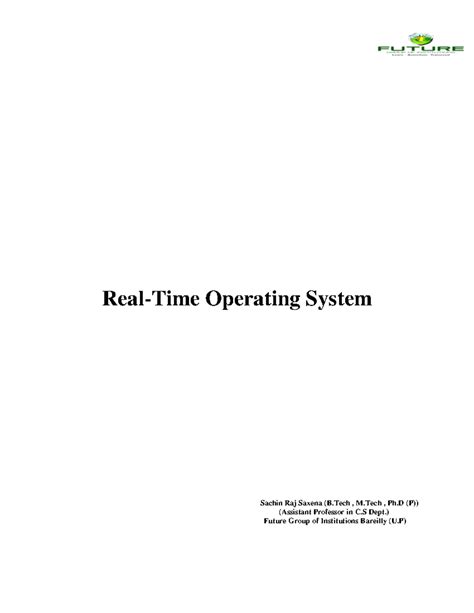 Real-Time Operating System Study Notes (B.Tech CS) - Complete Guide ...