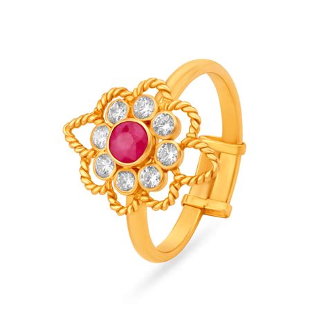 Aesthetic Floral Gold Finger Ring