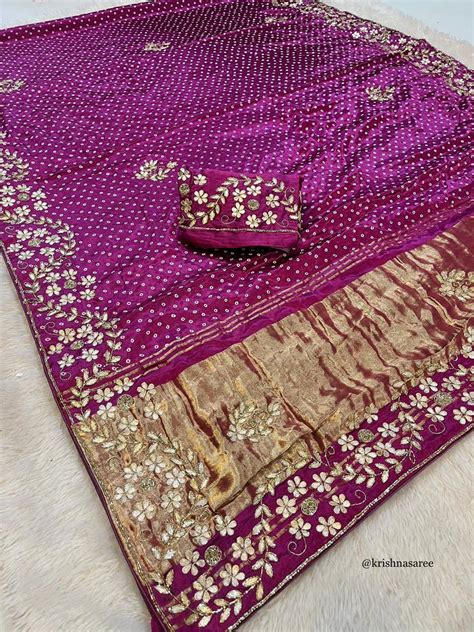 Pure Silk Bandhani Print Saree With Handwork – Krishna Saree