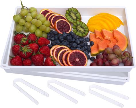 ImpiriLux Set of 3 White Plastic Serving Trays with Tongs - India | Ubuy