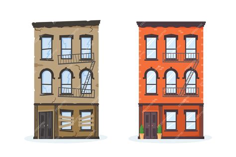 Premium Vector | House before and after renovation. Old and new ...