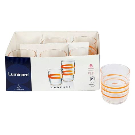 Buy Luminarc Cadence Water Glasses, Orange, 6 Pieces Online at Low ...