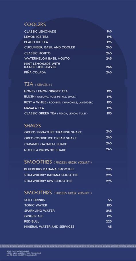 Menu at Greko Espresso Bar, Amritsar