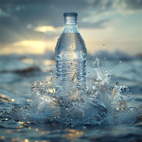 Disposable transparent plastic water bottle with water splash ...