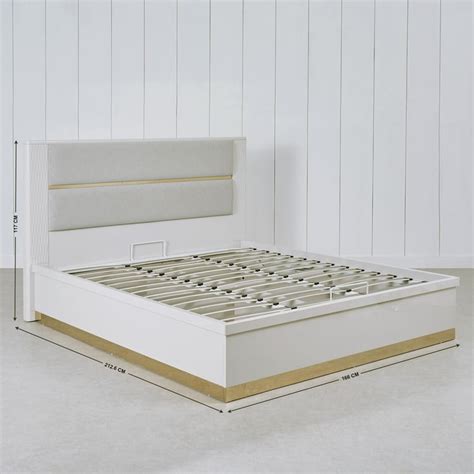 Buy Vegas Luxe Queen Bed with Hydraulic Storage - Grey from Home Centre ...