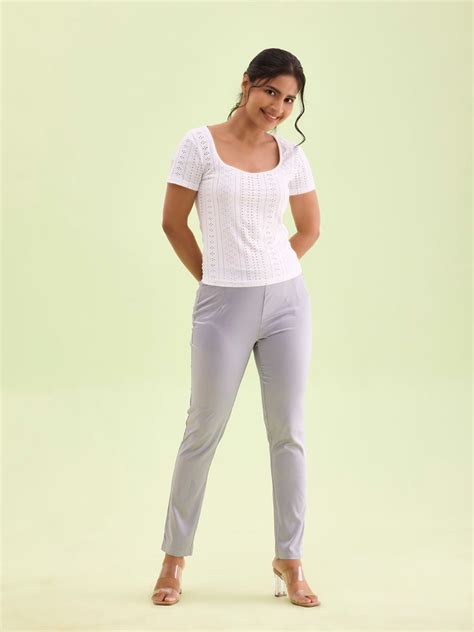 Silver Polyester Shiny Pants – Go Colors India