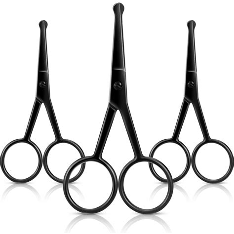 Buy 3 Pack Nose Hair Scissors Rounded Tip Scissors Facial Hair Scissors ...