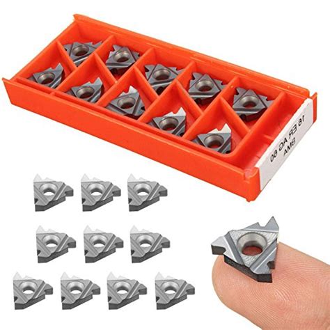 Buy Dronse 10pcs External Thread Inserts with Box For CNC Lathe Turning ...