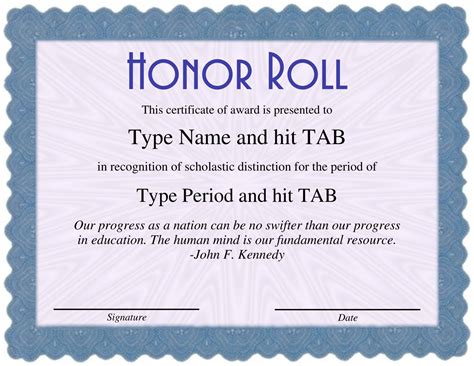 Free Printable Honor Roll Certificate Templates [Word, Excel, PDF] Sample