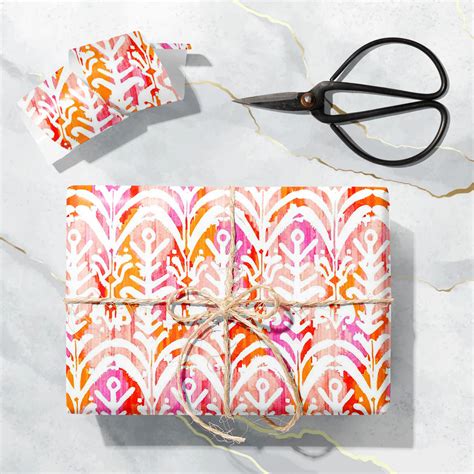 Watercolor Floral Ikat Pattern D1 Art & Craft Gift Wrapping Paper ...