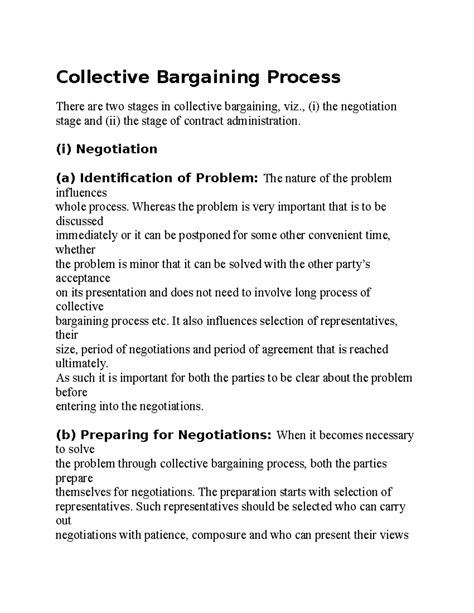 Collective Bargaining Process - , (i) the negotiation stage and (ii ...