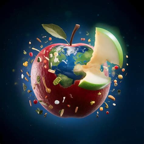 An apple and apple are surrounded by a green apple | Premium AI ...