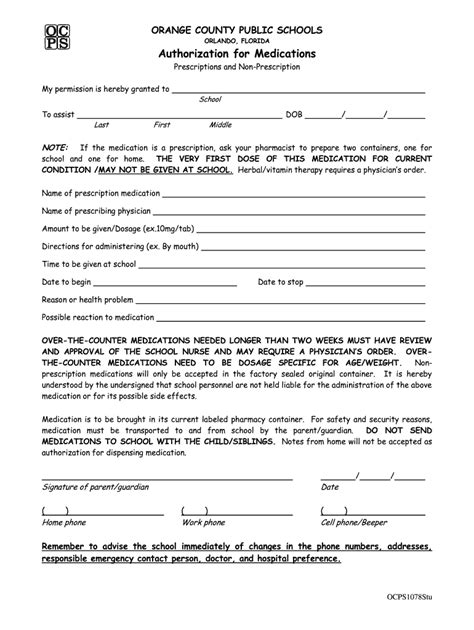 Orange County Public Schools OCPS1078Stu Form - Fill Online, Printable ...
