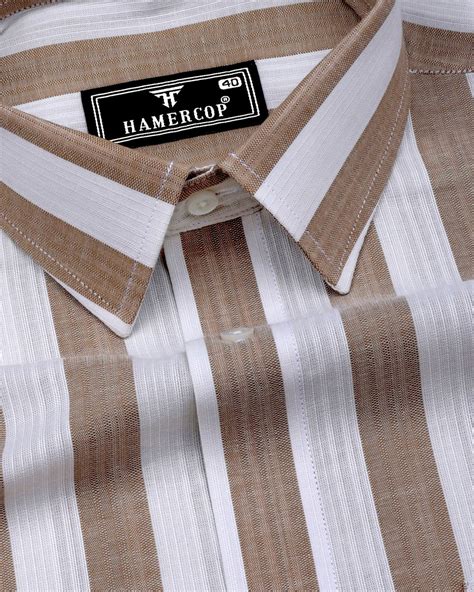 Cream Stripe Linen Cotton Summer Shirt for Men – Hamercop