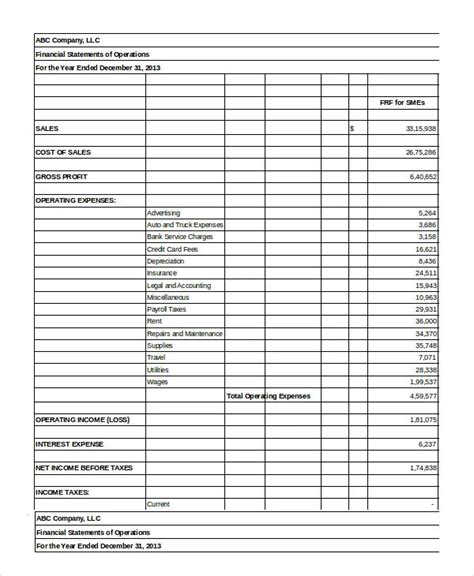 Image result for Sample Financial Statement Template