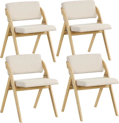 Amazon.com: GOFLAME Folding Dining Chairs Set of 4, Upholstered Kitchen ...