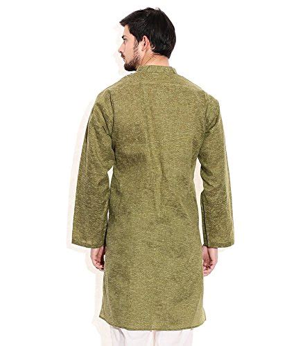 Buy Sai Chikan Men's Smart Green Embroidered Kurta (ar_m_007_green_42 ...