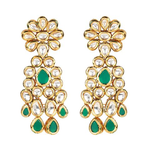 Kundan Gold plated Brass Earrings – VOYLLA