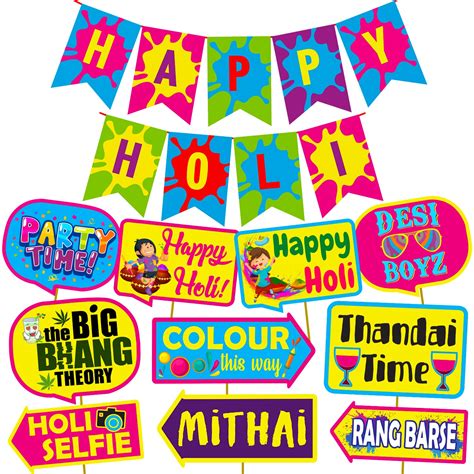 Party Propz Colorful Holi Props Items - Special 11Pcs Multicolor Props ...