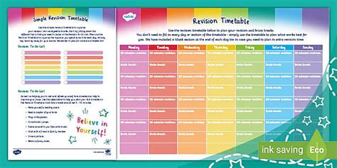 Simple Revision Timetable (teacher made) - Twinkl