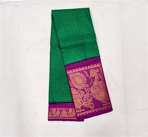 Green with Violet Madurai Sungudi Saree with Large Border – Fashionous
