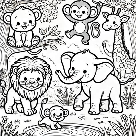 Tropical Rainforest Animals Coloring Page