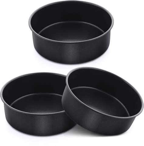 6 Inch Cake Pan Set of 3, E-far Nonstick Stainless Steel Small Round ...