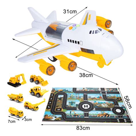 Buy Car Toy Set Airplane & Large Play Mat Set, Educational Truck Toys ...