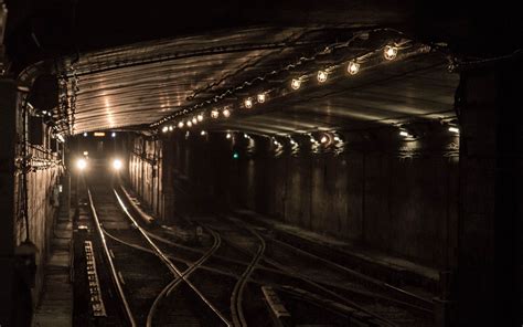 Download wallpaper 2560x1600 train, lights, light, railroad, dark ...
