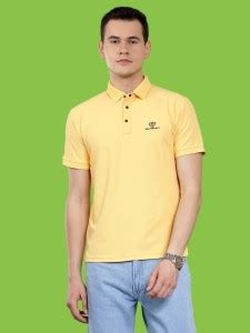 ROBBOT Solid Men Polo Neck Yellow T-Shirt - Buy ROBBOT Solid Men Polo ...