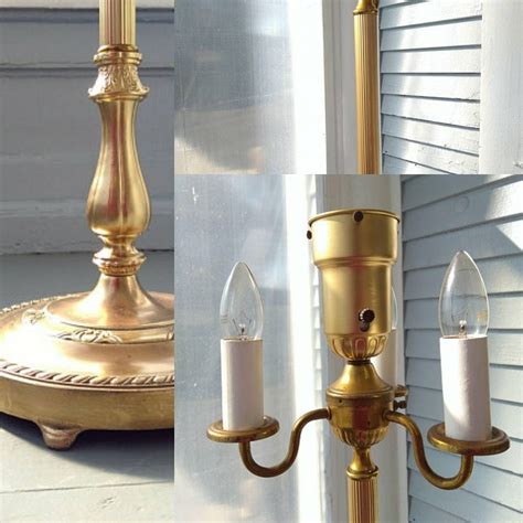 Vintage Candelabra Torchiere Floor Lamp Lighting 3 Way Mogul Base Metal ...