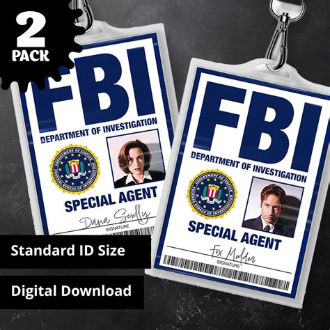 X Files FBI Agent Fox Mulder Dana Scully ID Badge Pack Cosplay ...