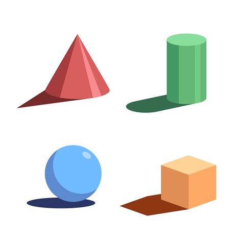 Formes géométriques volumétriques multicolores avec ombre | Vecteur Premium