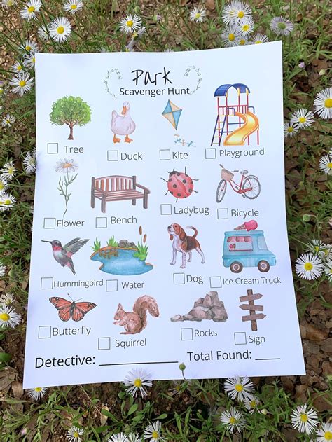 Printable Scavenger Hunt for Kids Park Scavenger Hunt - Etsy
