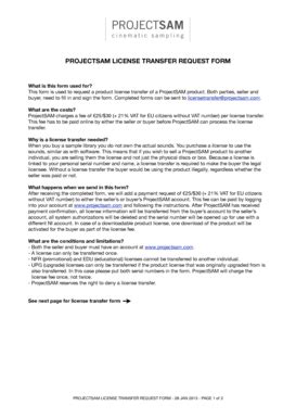Fillable Online License transfer PDF form - ProjectSAM Fax Email Print ...