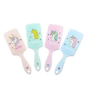 Buy Unicorn Paddle Hair Brush, 4 PCS Detangler Hairbrush with Soft ...