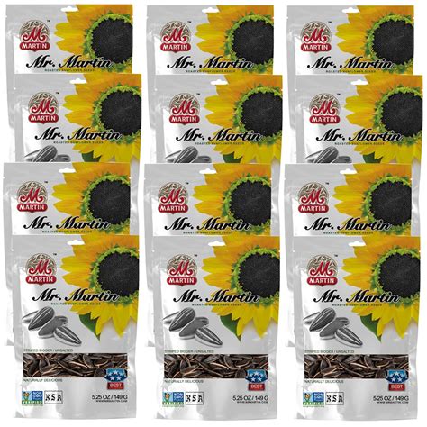12 Bags of Mr. Martin Freshly Roasted Unsalted Sunflower Seeds | Mr. Martin