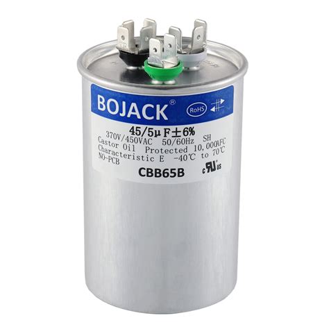 BOJACK 45+5 uF 45/5 MFD ±6% 370V/440VAC CBB65 Dual Run Circular Start ...