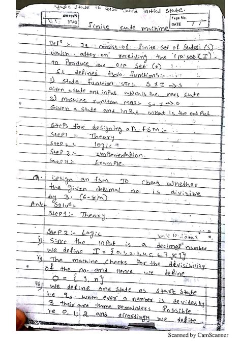 TCS Notes: Finite State Machines (FSM) Design and Theory - Studocu
