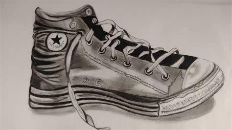 Tennis Shoe Sketch | Pencil drawings, Converse drawing, Shoe art