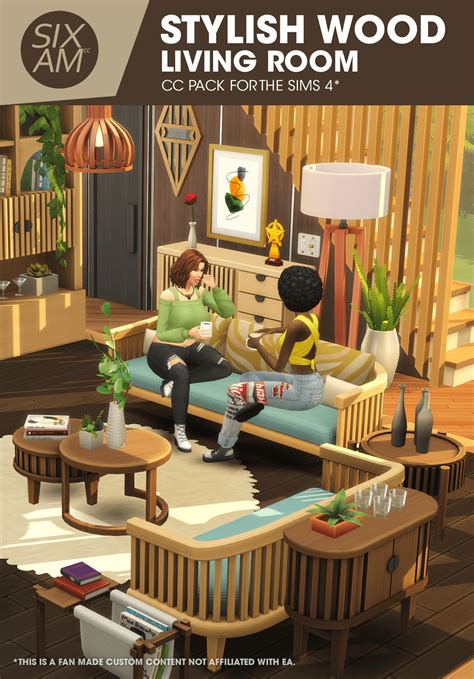 Stylish wood living room cc pack for the sims 4 – Artofit