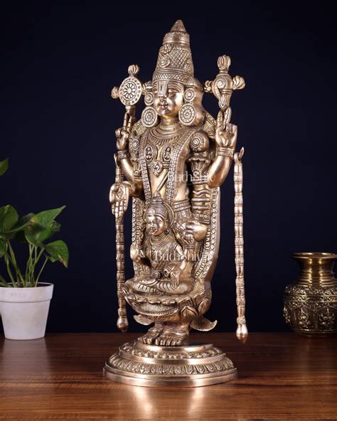 Superfine Brass Tirupati Balaji Idol with goddess Lakshmi | Height 20 ...