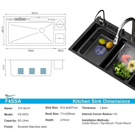 37"x18"x10" 304 Waterfall Honeycomb Kitchen Sink with Dustbin – Fossa Home