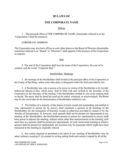 50 Simple Corporate Bylaws Templates & Samples ᐅ TemplateLab
