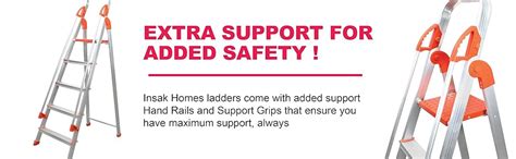INSAK HOMES Premium Safety 5-Step Foldable Aluminium Ladder with Handle ...