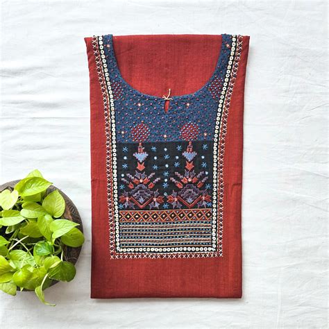 KIARA-Pure Cotton Handloom Brown With Embroidered Intricate Design Yok ...