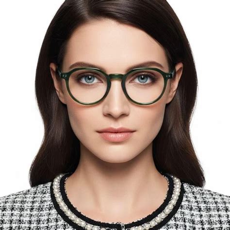 Oval Green Acetate Glasses #BS2425-1074